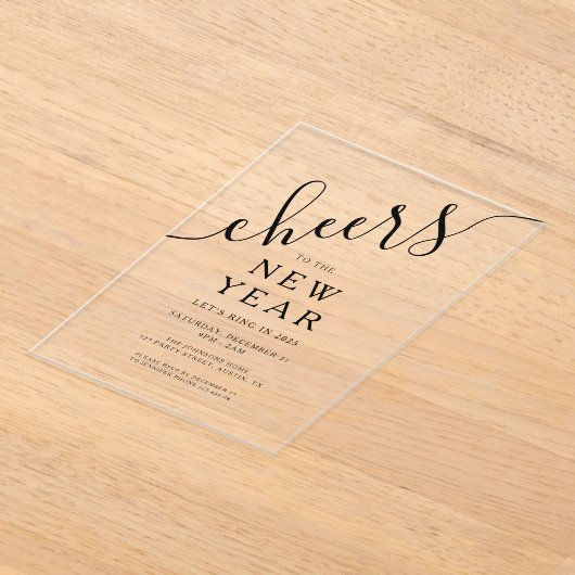 Elegantes Script Silvester-Party Acryleinladungen (Ablage )