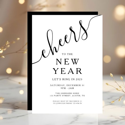 Elegantes Script Silvester-Party Einladung