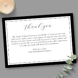 Elegantes Script Simple Black Funeral Dankeschön K Einladung