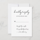 Elegantes Script Simple Foto Wedding Kindly Antwor RSVP Karte (Vorderseite)