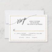 Elegantes Script Simple Gold Minimal Wedding Foto RSVP Karte (Vorderseite)