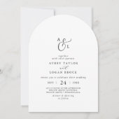 Elegantes Script Simple Monogram Boho Arch Wedding Einladung (Vorderseite)