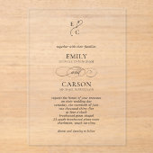 Elegantes Script Simple Monogram Logo Moderne Hoch Acryleinladungen (Vorderseite)