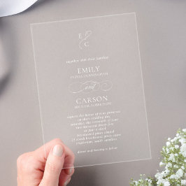 Elegantes Script Simple Monogram Modern Wedding Acryleinladungen