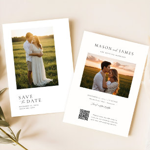 Elegantes Script Simple QR Code Wedding Foto Save The Date