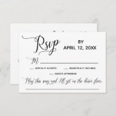 Elegantes Script Simple Song Request Wedding RSVP (Vorne/Hinten)