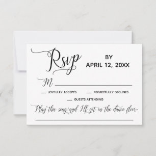 Elegantes Script Simple Song Request Wedding RSVP Karte