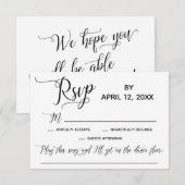 Elegantes Script Simple Song Request Wedding RSVP Karte (Vorne/Hinten)