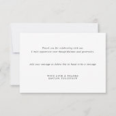Elegantes Script Simple Wedding Brautparty Flat Dankeskarte (Rückseite)
