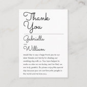 Elegantes Script Simple Wedding Danke Empfang Platzkarte (Vorderseite)