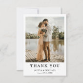 Elegantes Script Simple Wedding Foto Danke Karte (Vorderseite)