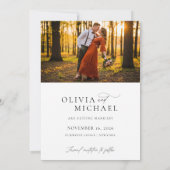 Elegantes Script Simple Wedding Foto Save The Date (Rückseite)