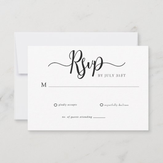 Elegantes Script Simple Wedding RSVP Karte (Vorderseite)