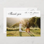 Elegantes Script Simple Wedding Vielen Dank Postkarte (Vorne/Hinten)