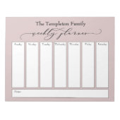 Elegantes Script Simple Weekly Planer, Dusty Rose Notizblock (Vorderseite)