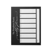 Elegantes Script Simple Weekly Planner, Bold Black Notizblock (Rotiert)