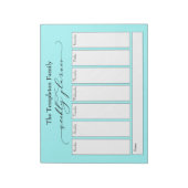 Elegantes Script Simple Weekly Planner, Light Aqua Notizblock (Rotiert)