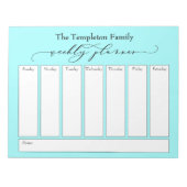 Elegantes Script Simple Weekly Planner, Light Aqua Notizblock (Vorderseite)