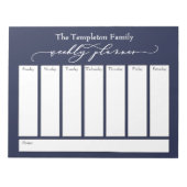 Elegantes Script Simple Weekly Planner, Navy Blue Notizblock (Vorderseite)
