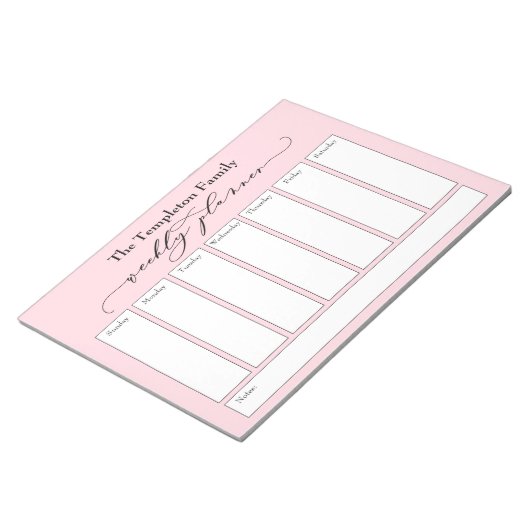 Elegantes Script Simple Weekly Planner, Pastel Pin Notizblock (angewinkelt)