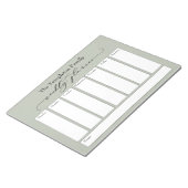 Elegantes Script Simple Weekly Planner, Sage Green Notizblock (angewinkelt)