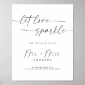 Elegantes Script Sparkler Wedding Send Off Sign Poster (Vorne)
