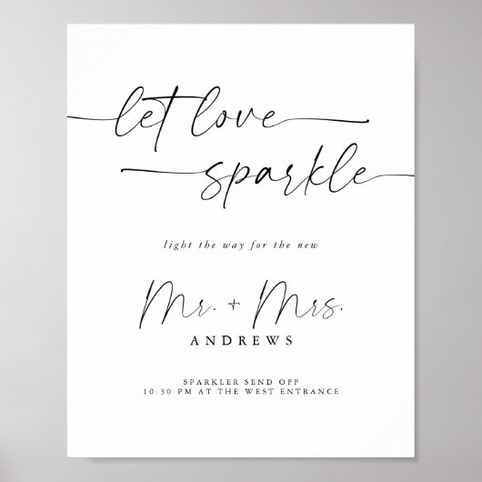 Elegantes Script Sparkler Wedding Send Off Sign Poster (Vorne)