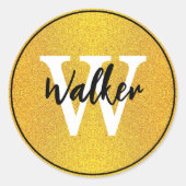 Elegantes Script - Stilvoller Mit Monogramm Name Runder Aufkleber (Vorderseite)