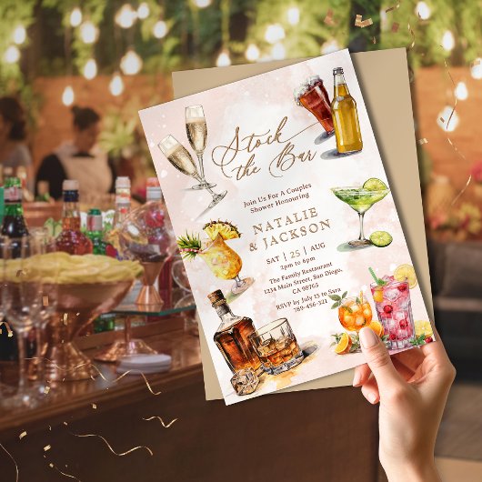 Elegantes Script Stock der Dusche der Bar Paare Einladung