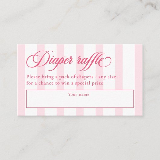 Elegantes Script & Stripes Baby Duschdusche Windel Begleitkarte (Vorderseite)