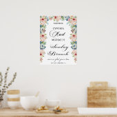 Elegantes Script 'Sunday Brunch' Hochzeit Floral Poster (Küche)