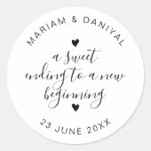 Elegantes Script Sweet Ending Small Gastgeschenk H Runder Aufkleber (Vorderseite)