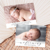 Elegantes Script Sweet Welcome Foto Birth Ankündigung