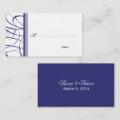 Elegantes Script Table Seating/Platzkarte - Navy Platzkarte (Vorne/Hinten)