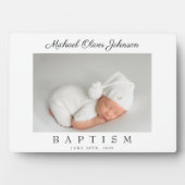 Elegantes Script-Taufe-Foto Fotoplatte (Vorderseite)