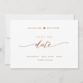 Elegantes Script, Terracotta, einfache Hochzeit Save The Date (Vorderseite)