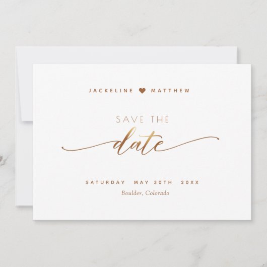 Elegantes Script, Terracotta, einfache Hochzeit Save The Date (Vorderseite)