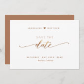 Elegantes Script, Terracotta, einfache Hochzeit Save The Date (Vorne/Hinten)
