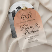 Elegantes Script Terracotta Gradient Save the Date Acryleinladungen