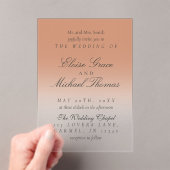 Elegantes Script Terracotta Gradient Wedding Acryleinladungen (Insitu (Handheld))