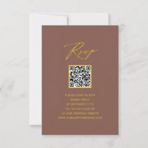 Elegantes Script Terracotta Simple QR Wedding RSVP Karte