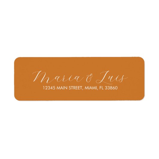 Elegantes Script Terracotta Tan Wedding Label (Vorne)