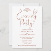 Elegantes Script Terracotta Wedding Abend Party Einladung (Vorderseite)