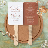 Elegantes Script Terracotta Wedding Program Fächer