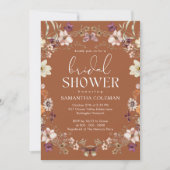Elegantes Script Terracotta Wildblume Brautparty Einladung (Vorderseite)