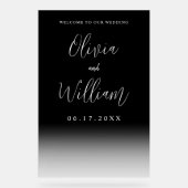 Elegantes Script Transparent Wedding Welcome Acrylschild (Vorderseite)