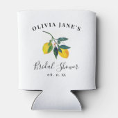 Elegantes Script Tropical Lemon Brautparty Dosenkühler (Rückseite)