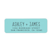 Elegantes Script Türkis Wedding Rücksendeadresse (Vorne)