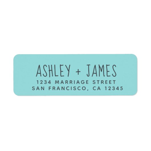 Elegantes Script Türkis Wedding Rücksendeadresse (Vorne)