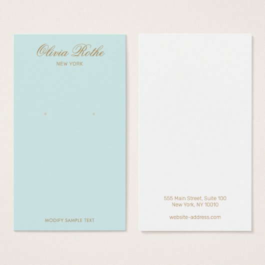 Elegantes Script Türkise Blue Earring Display (Vorne & Hinten)